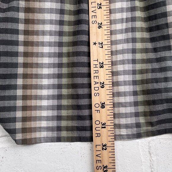 Tommy Bahama Shirt Mens 2XL Brown Gray Check Geometric Stripe Cotton Silk - Picture 9 of 10